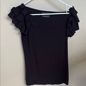 Cynthia Rowley Black Ruffled Blouse